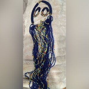 Handmade Long Beaded Necklace and Earring Set